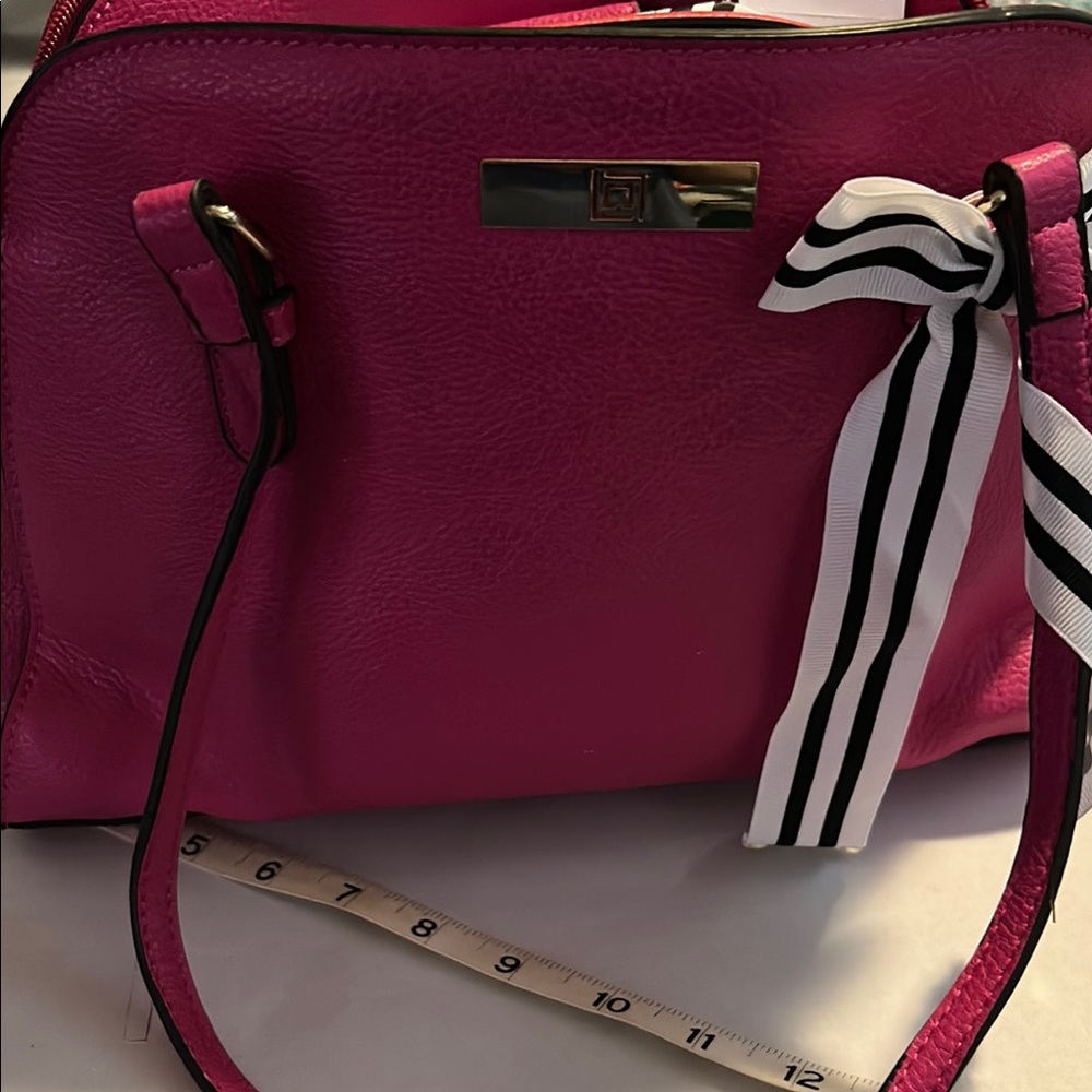Liz Claiborne hot pink with black and white bow purse